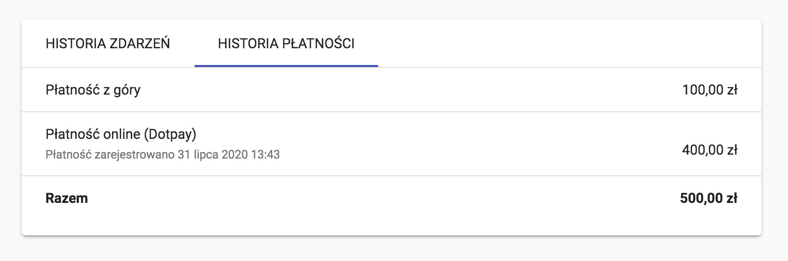 Historia płatności Dotpay