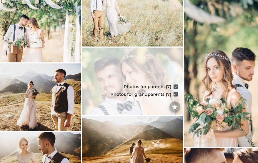 Photo gallery with selection modal opened